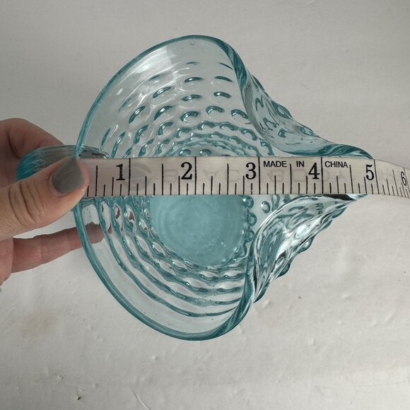 Empoli 1950s Clear Aqua Blue Hobnail Pitcher Vase 8” Italy Art Glass MCM Vintage - Picture 11 of 13